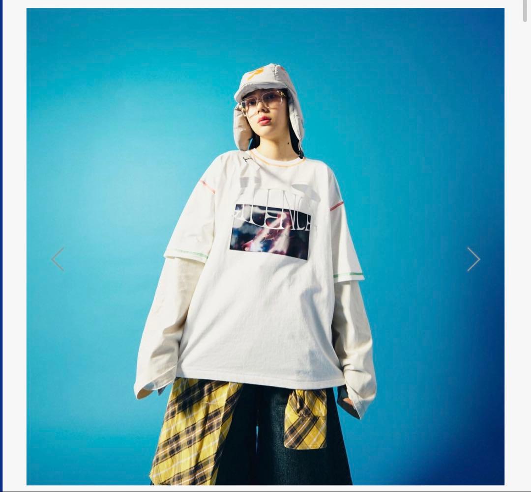 【M】新品Logo Layered T-shirt SIlENCE white