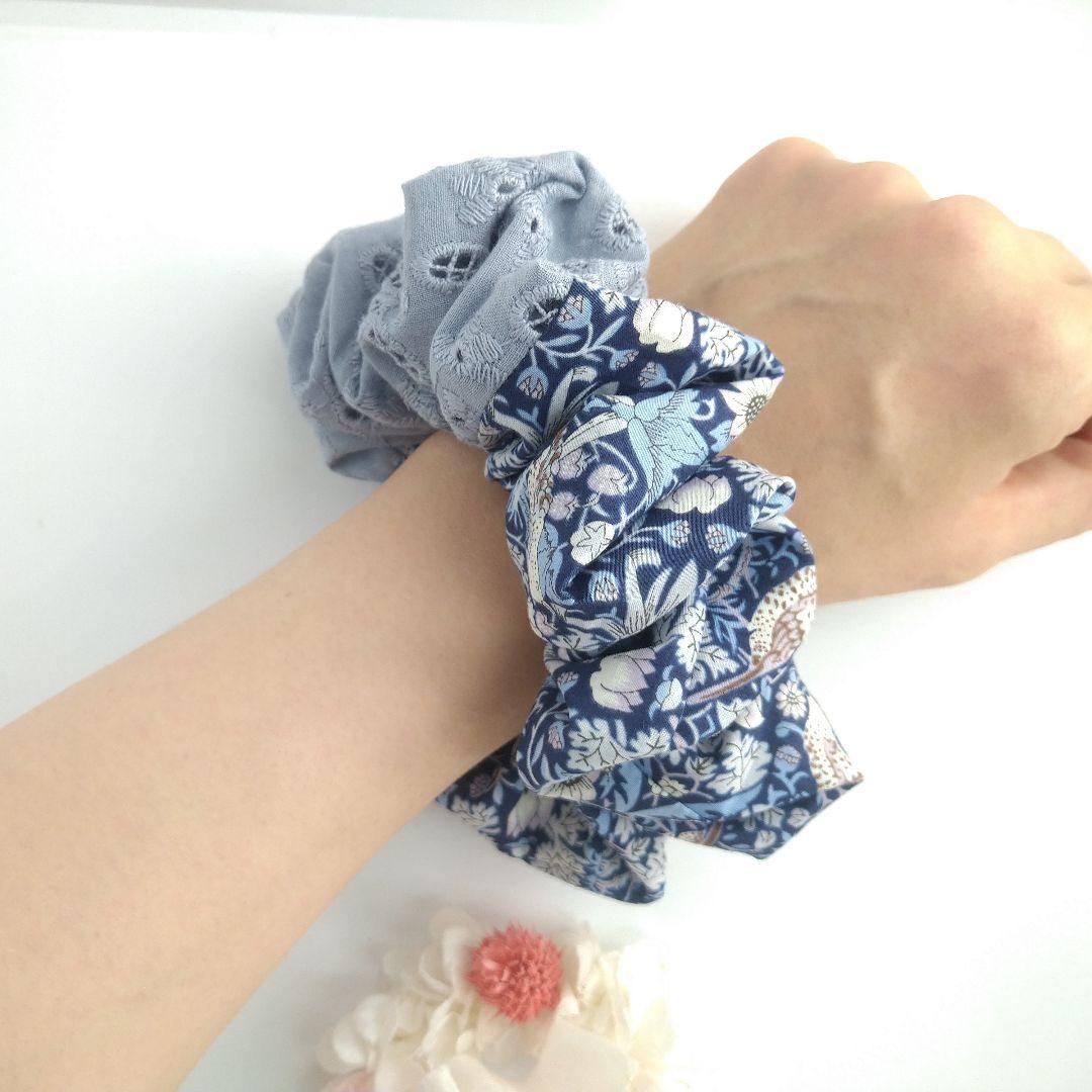 ストロベリーシーフのシュシュ☆リバティ☆鳥☆苺☆レース☆シンプル☆liberty