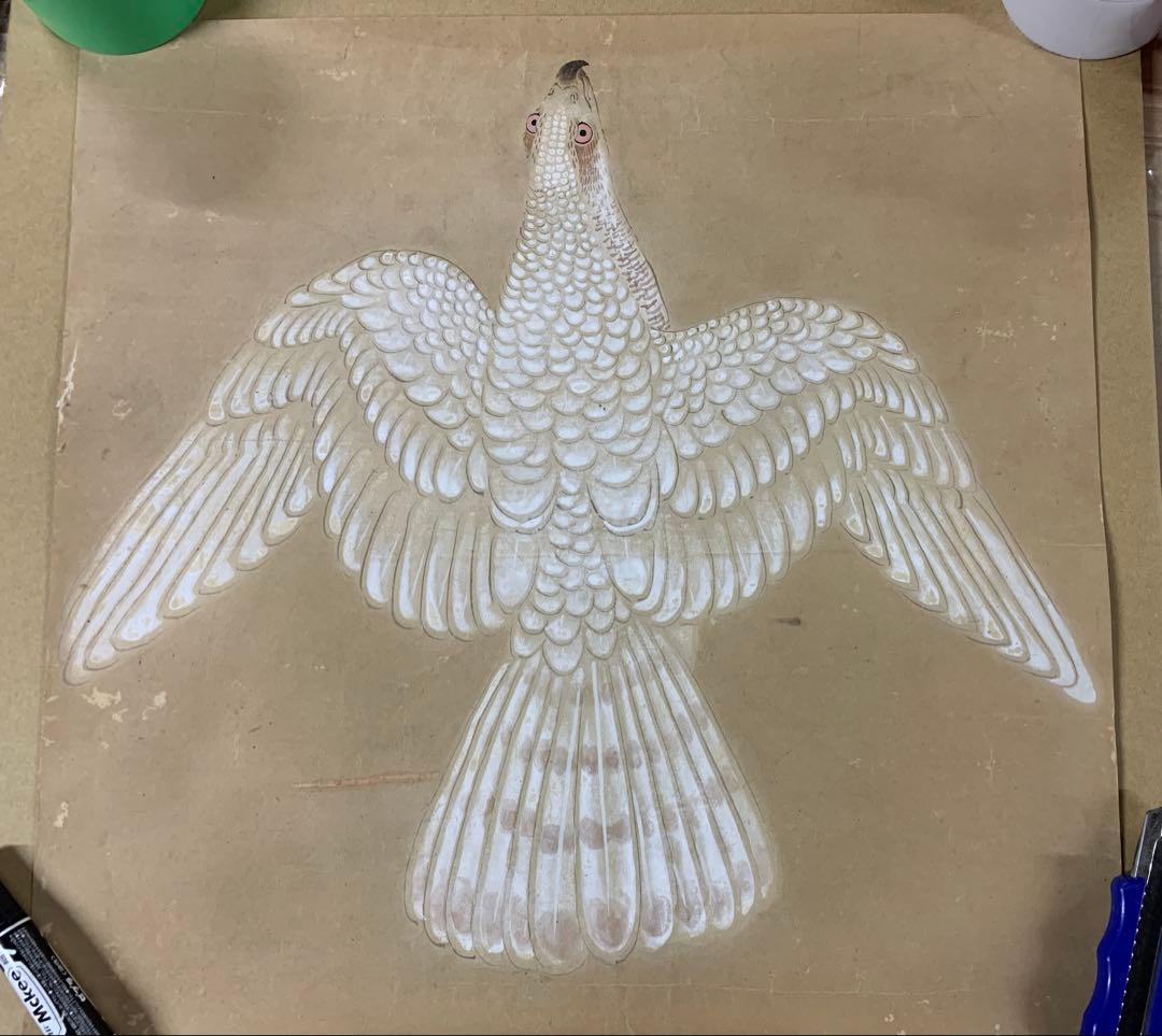 『1880』鷹図 マクリ三枚セット 作者不明