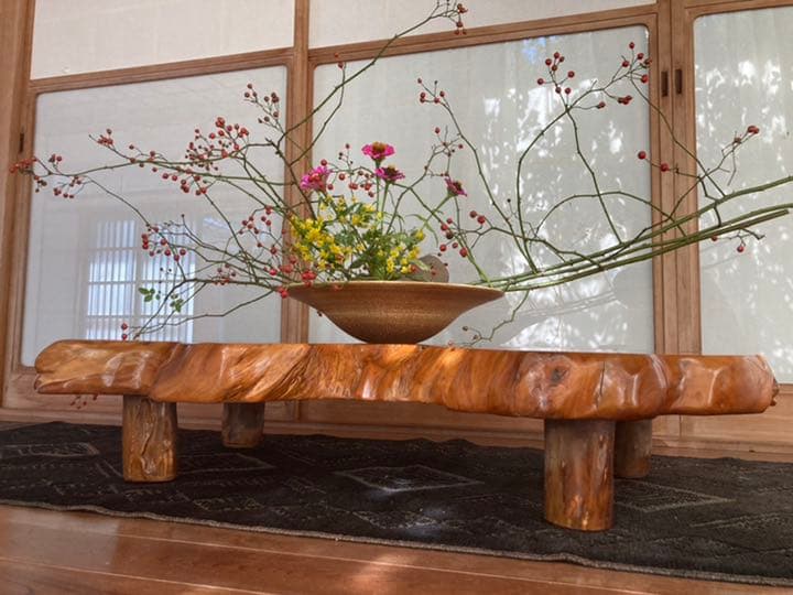 送料込み　120×76 天然木　こぶ　高級　一枚板　アンティーク　ローテーブル