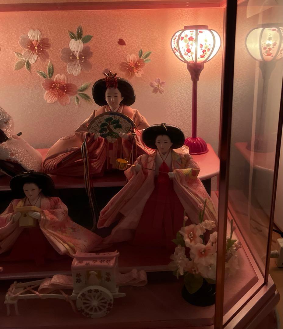 値下げ交渉あり！！！！【未使用】ひな人形　ガラスケース　ライト付き