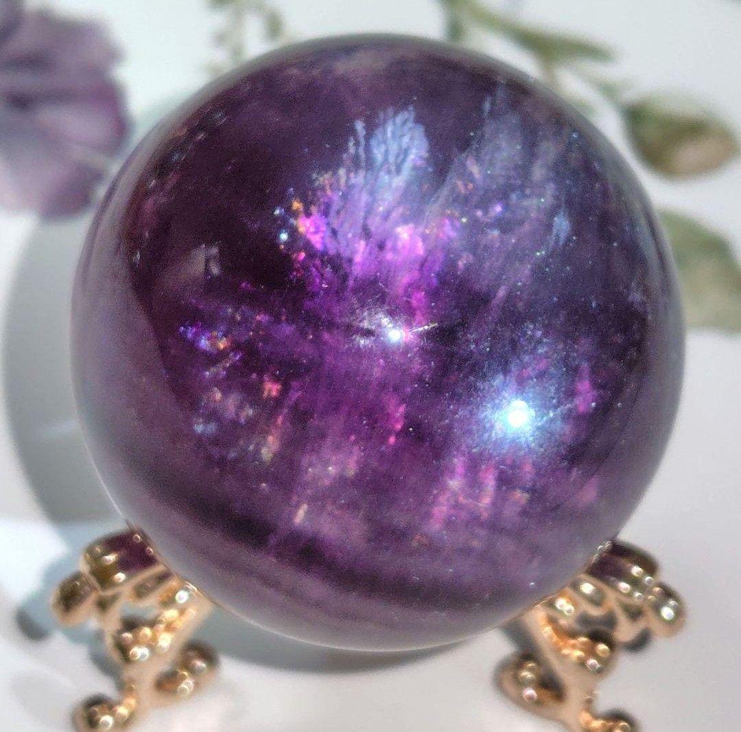 天然石✨ドラキュラフローライト✨マイカ共生 虹ギラギラ ライトで赤になる珍しい子