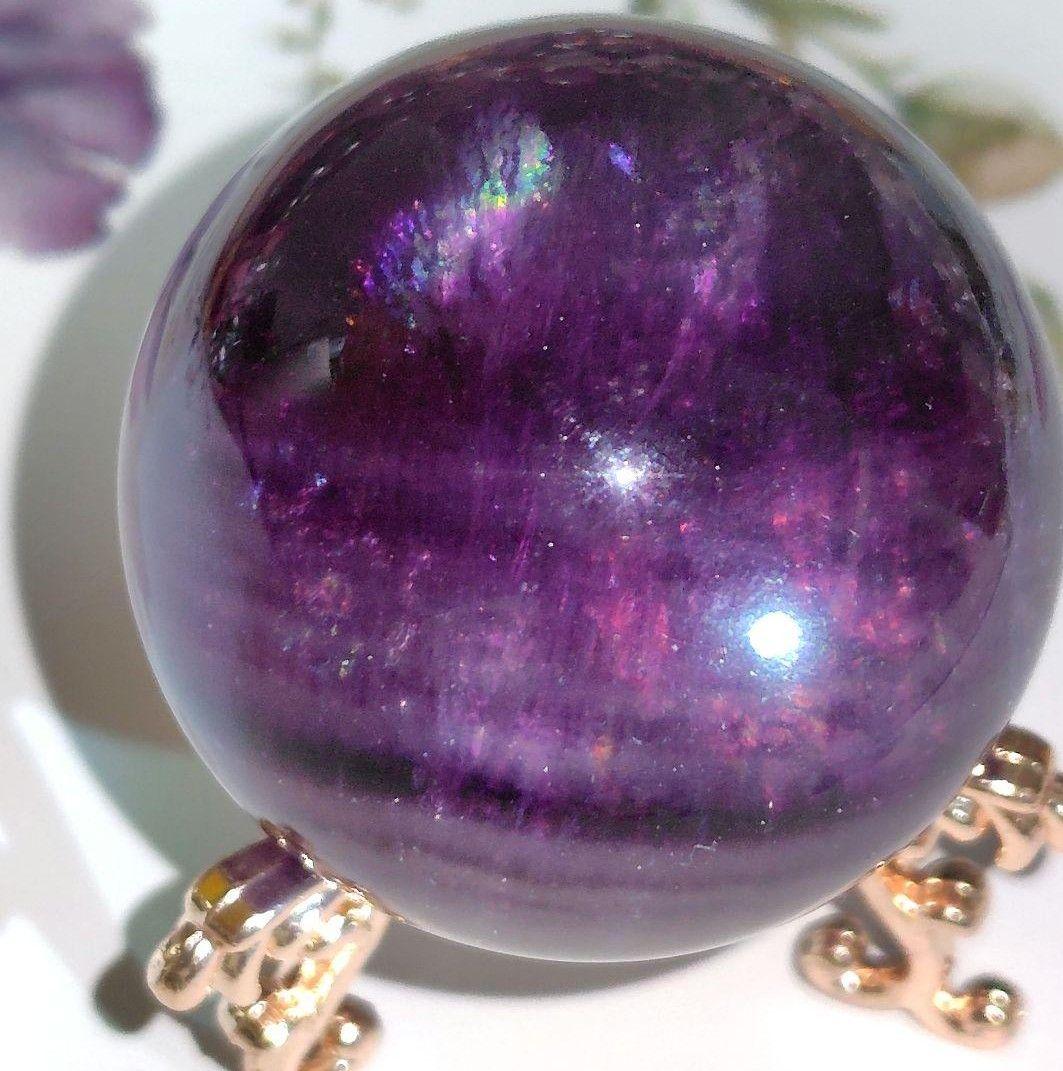 天然石✨ドラキュラフローライト✨マイカ共生 虹ギラギラ ライトで赤になる珍しい子