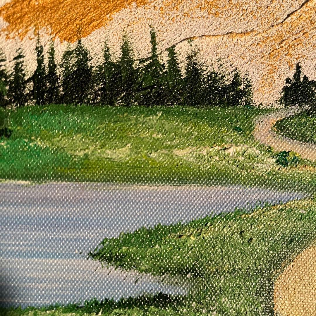 手書き作品 ゴールドマウンテン 額付 肉筆絵画 インテリア 油彩画