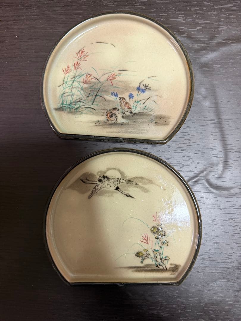 【未使用品】乾山写　定家詠十二ヶ月歌絵皿　平泉謹製　木箱入