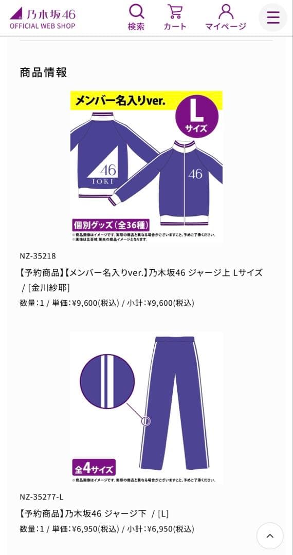 【新品】乃木坂46 金川紗耶 ネーム入りジャージ 上下Lサイズ 公式品 おまけ付