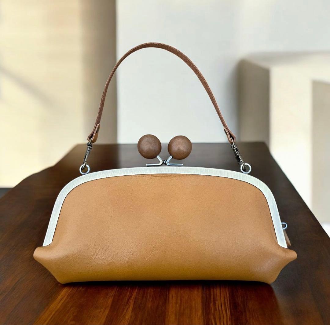 姫路レザー 親子がま口ロング財布