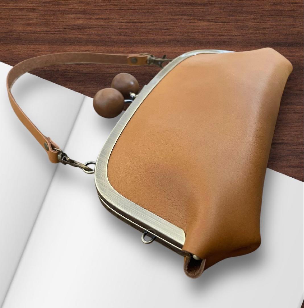 姫路レザー 親子がま口ロング財布