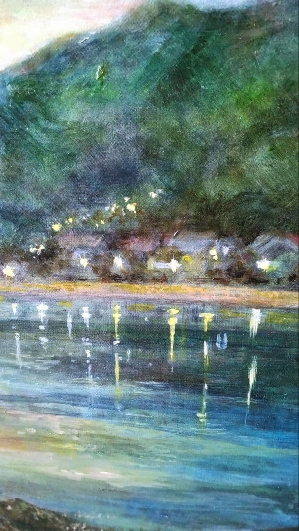 保田三友紀の新作油絵F８号 「 平池の遊歩道」額縁無し