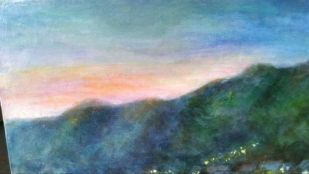 保田三友紀の新作油絵F８号 「 平池の遊歩道」額縁無し