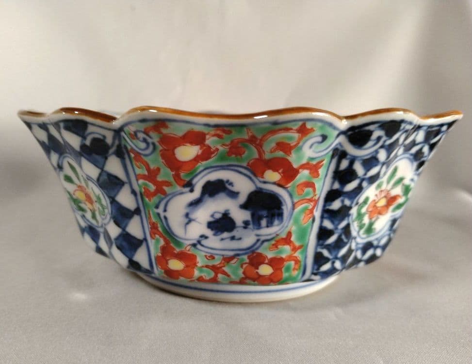 雲泉窯　内色絵瓔珞文　向付　小鉢