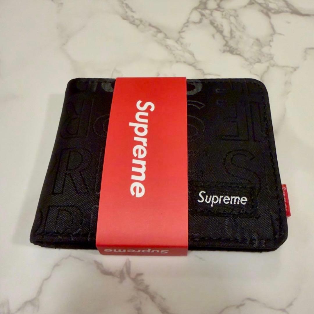 Supreme ブラック 二つ折り財布