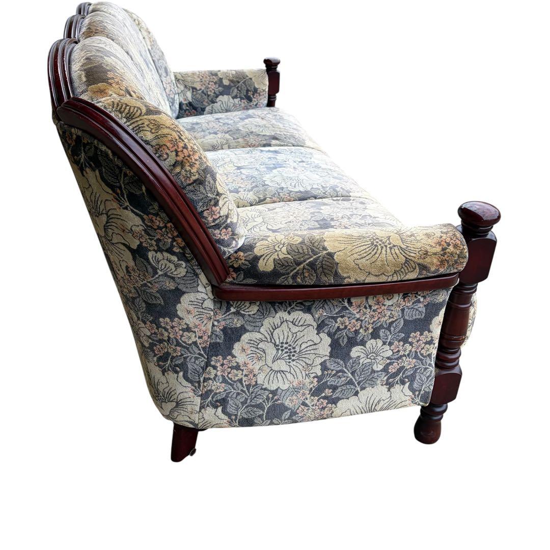 カリモク karimoku 3人掛 ソファ 花柄 金華山 コロニアル