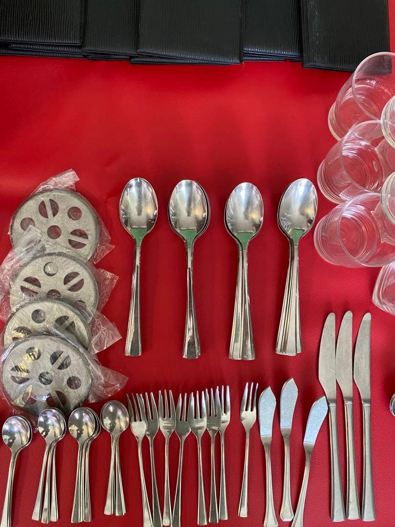 レストラン用、スプーン、フォーク、ナイフ、アイストング、ガラスコップなどまとめ