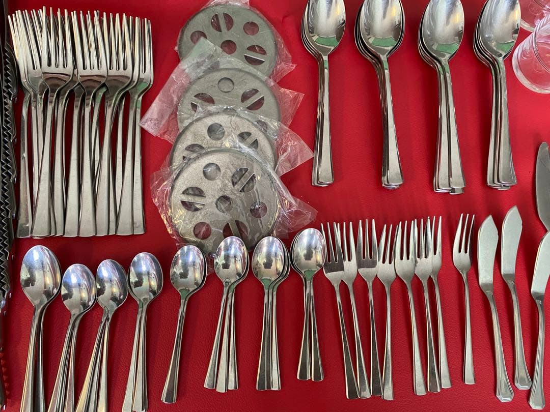 レストラン用、スプーン、フォーク、ナイフ、アイストング、ガラスコップなどまとめ