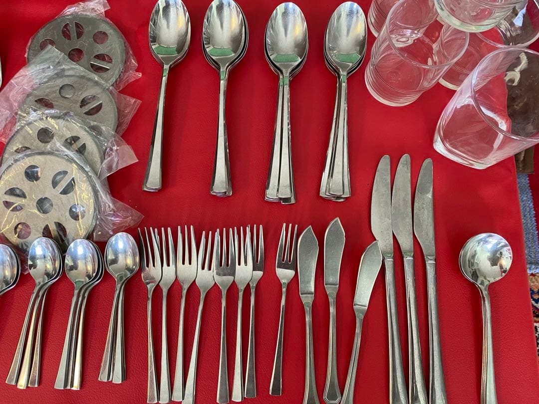 レストラン用、スプーン、フォーク、ナイフ、アイストング、ガラスコップなどまとめ