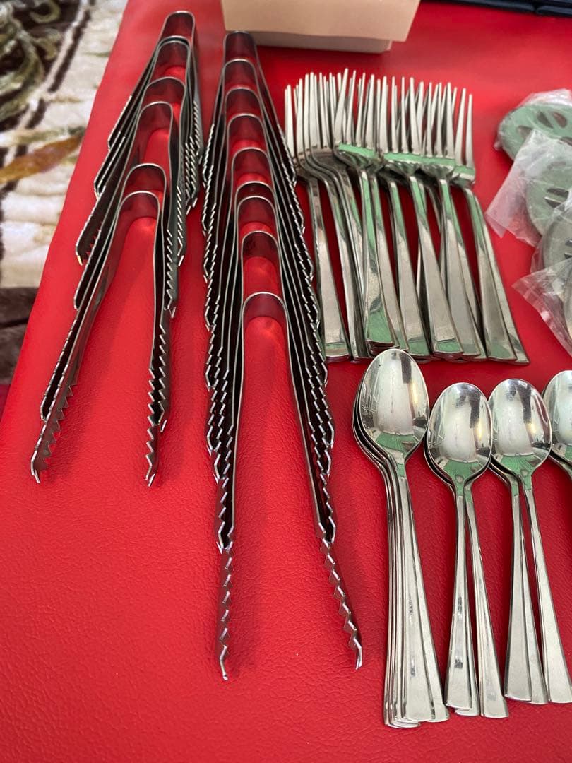 レストラン用、スプーン、フォーク、ナイフ、アイストング、ガラスコップなどまとめ