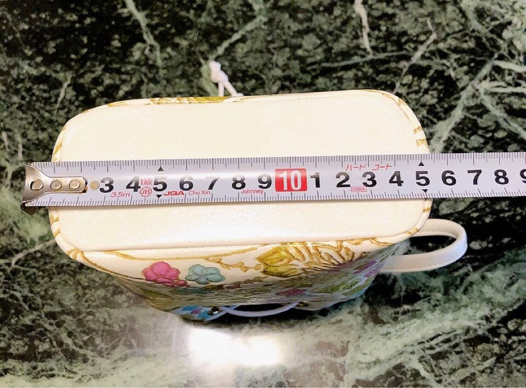 【姫路・姫革細工】巾着バッグ 伝統工芸品 花柄 白鞣革　（盛花　ピンク）