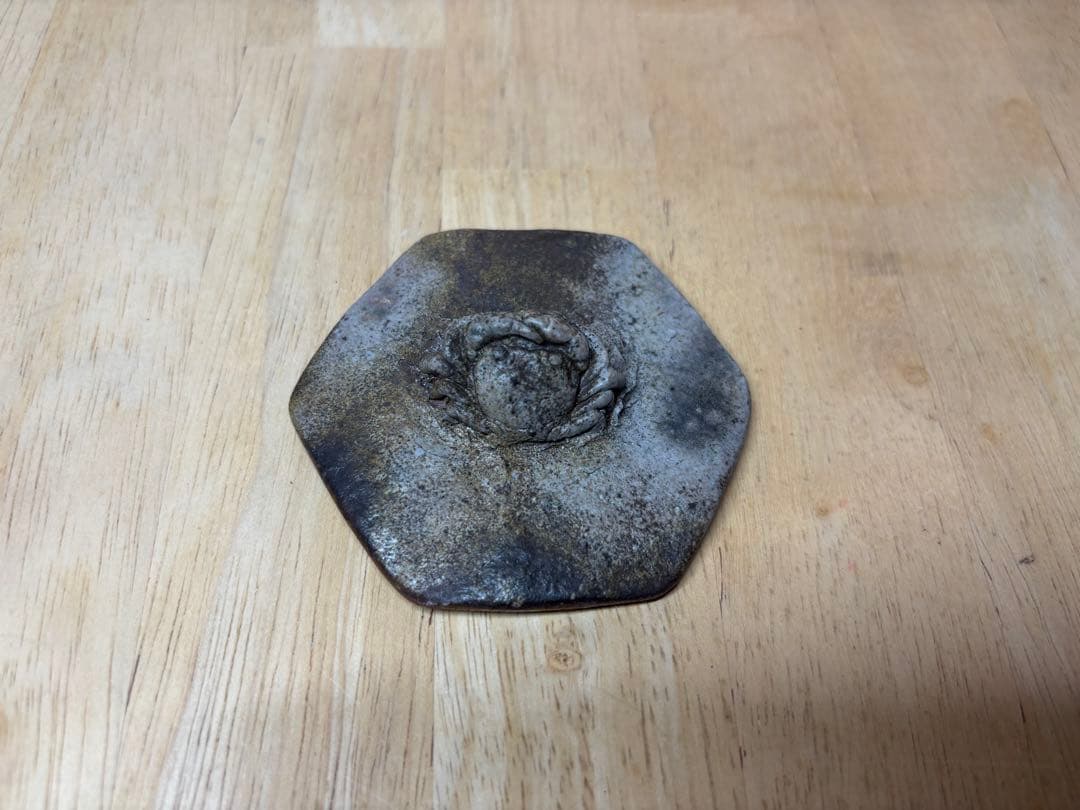 ㊿備前焼 宝瓶 登り窯 蟹 かに カニ 6角 手びねり 急須