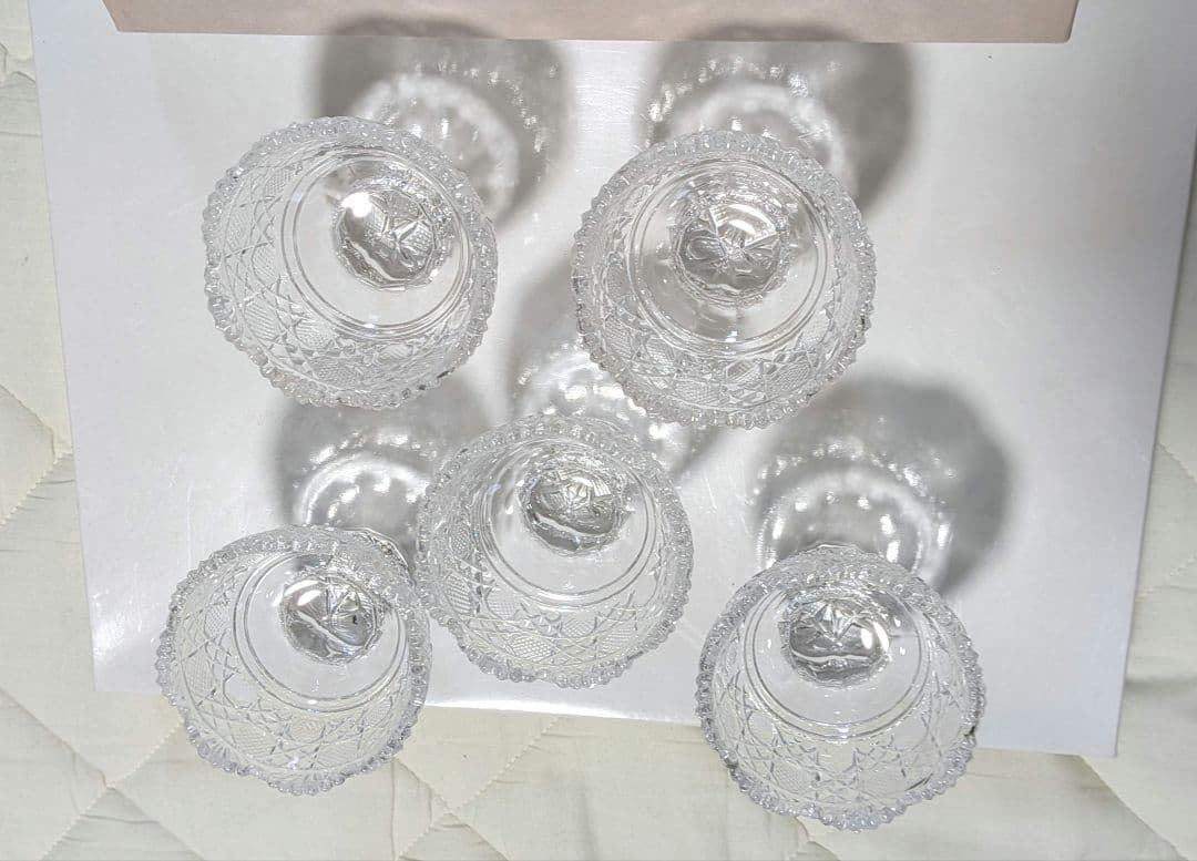新品　佐々木ガラス クリスタル和食器 高台　珍味入れ 風雅 ５客セット箱入