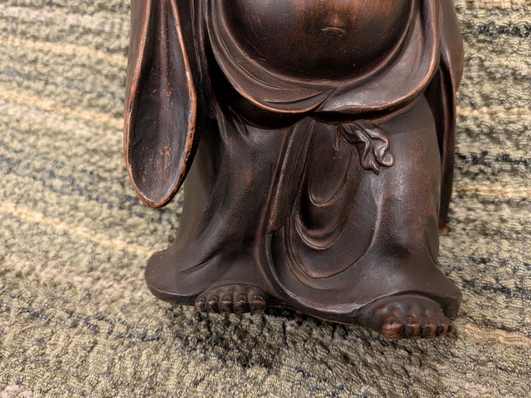 No.20古備前宝珠を持つ布袋像A12、備前焼布袋様、 笑顔の布袋像、七福神