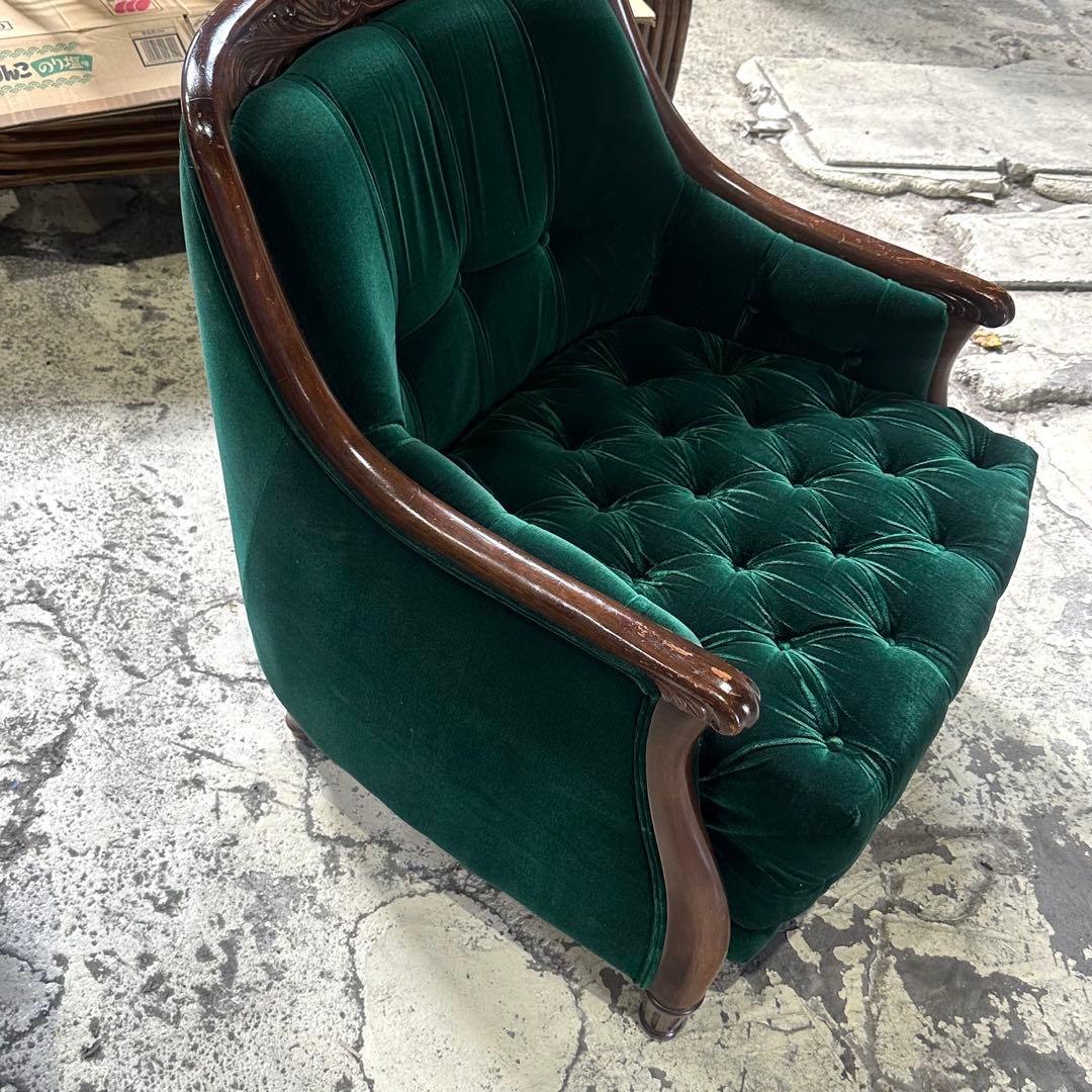 ★魅惑のグリーン★maruniマルニ木工 グリーンベルベットベルサイユ ソファ②