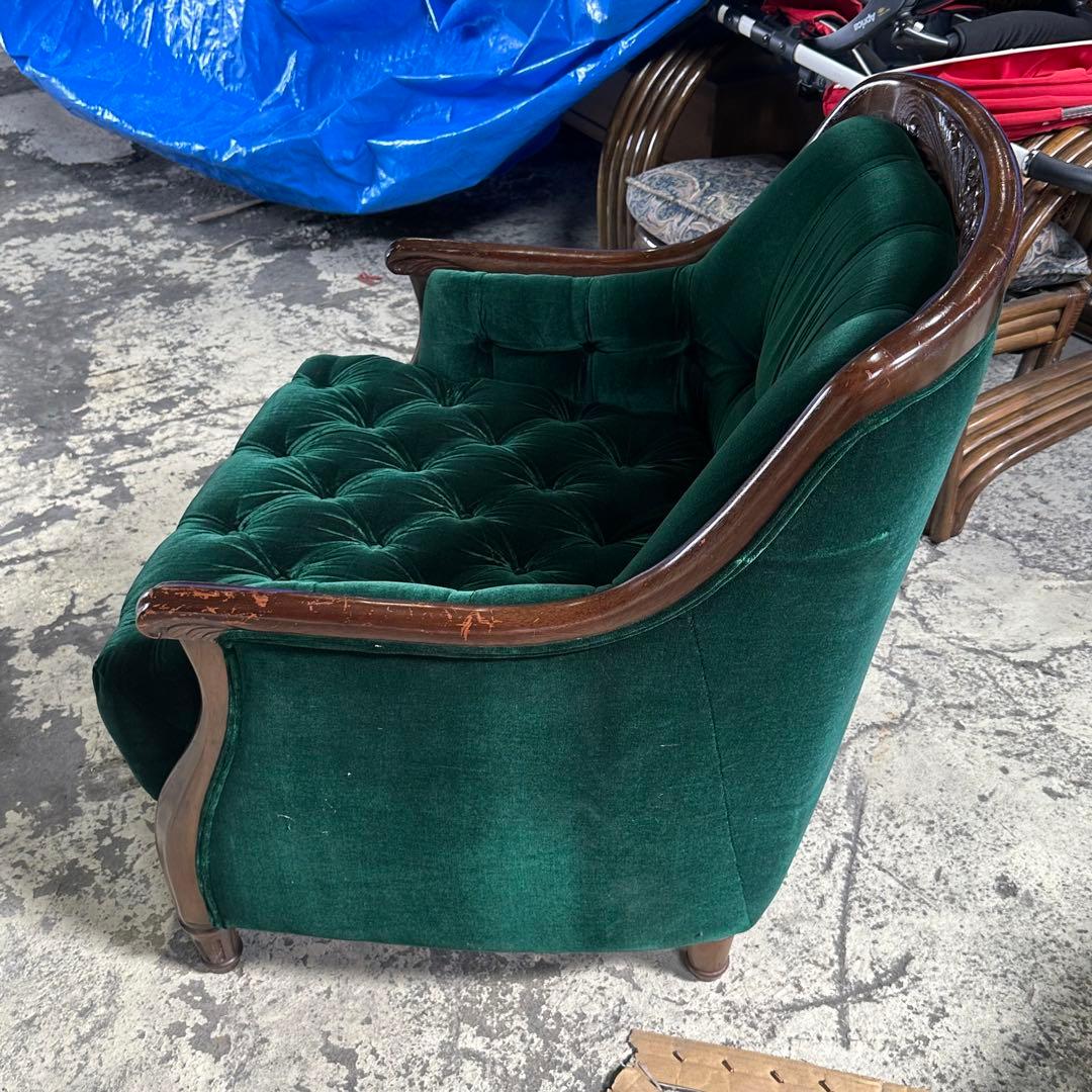 ★魅惑のグリーン★maruniマルニ木工 グリーンベルベットベルサイユ ソファ②