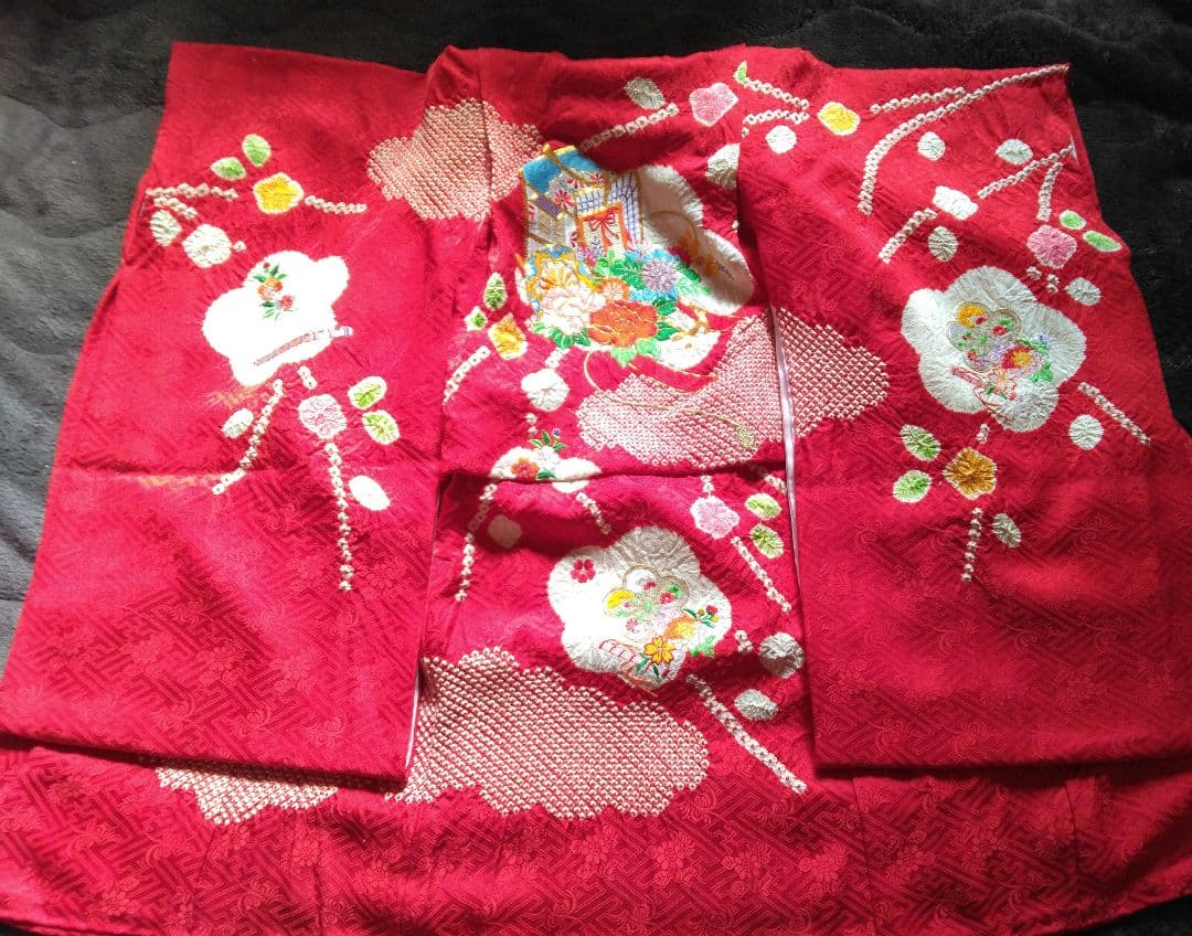 正絹☆本絞り＆総刺繡☆最高級の着物に帯も被布もダブルで楽しめる3歳七五三向け祝着