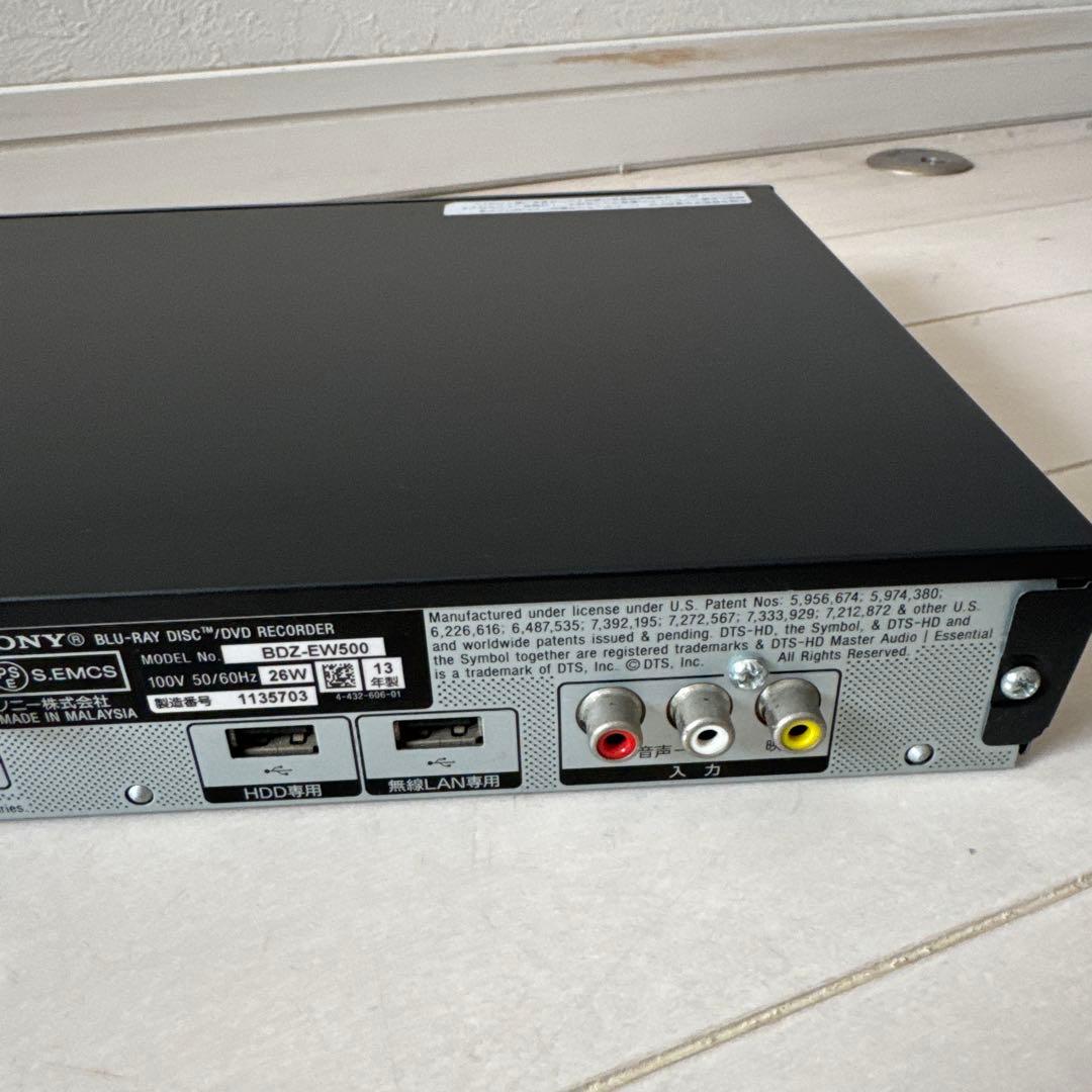 【美品】SONY ブルーレイレコーダー BDZ-EW500 500GB