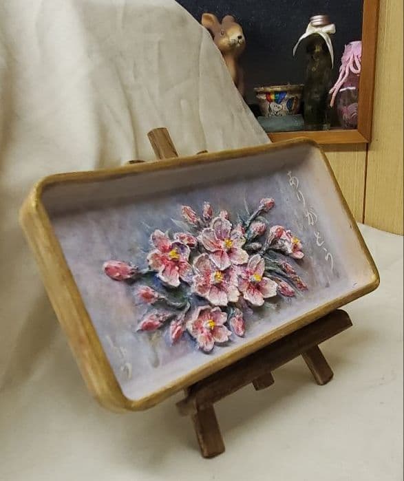 浮き彫り彫刻画 さくら 高級ウェルカムボード イーゼル付