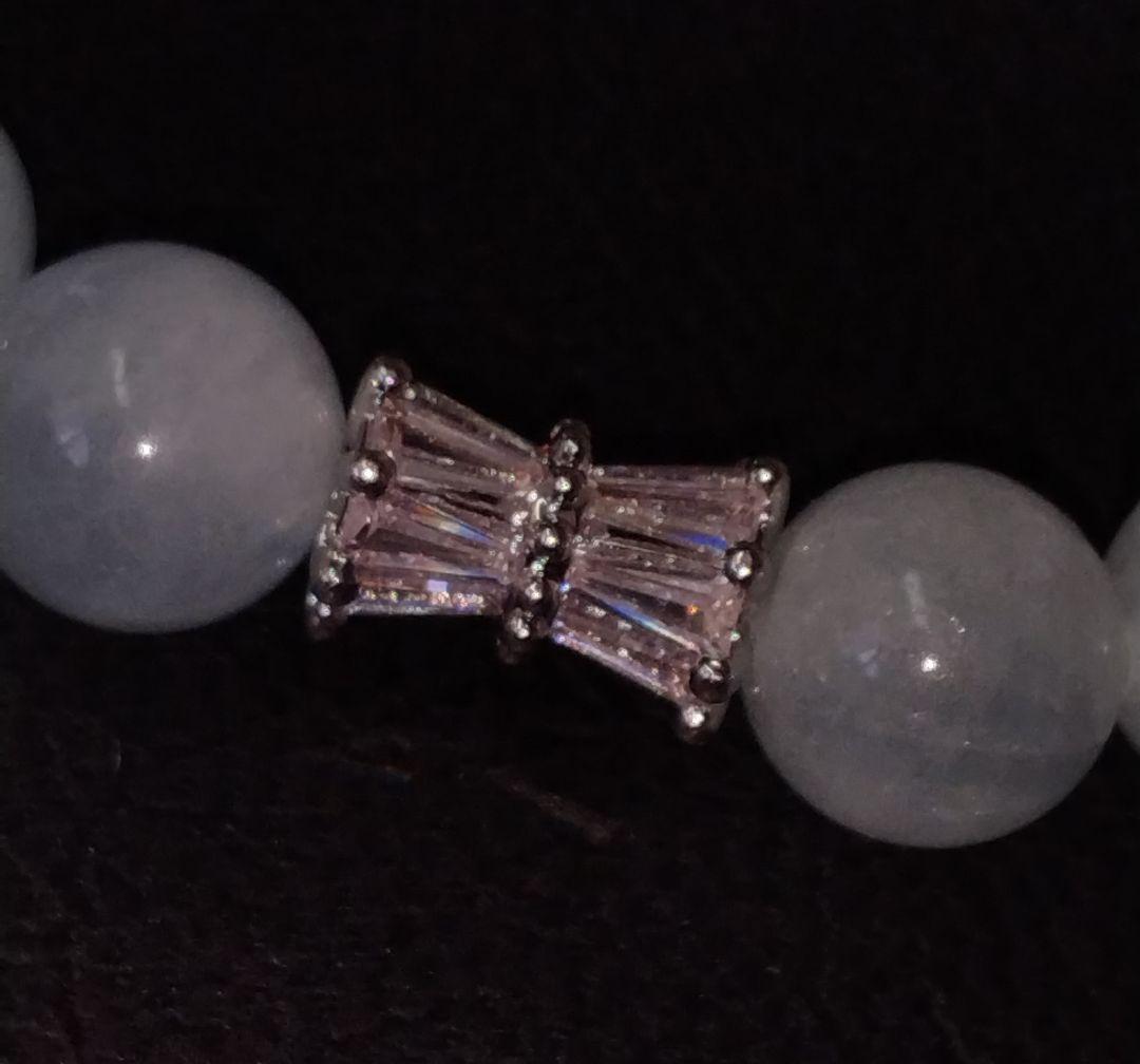 希少石 天然石 スターアクアマリン グリーンベリル CZパヴェ ブレスレット