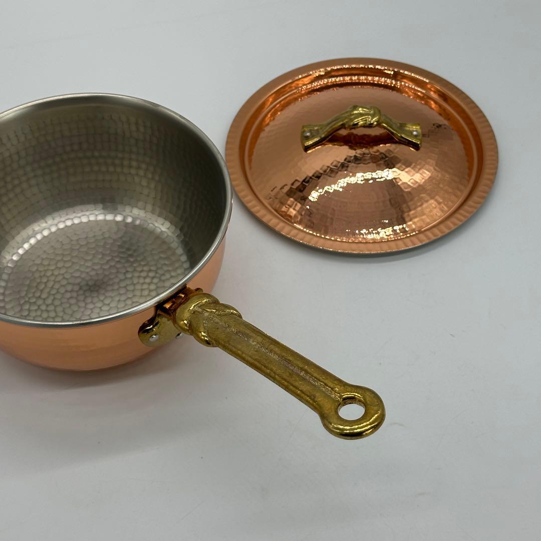 新品未使用 和銅楽 結び片手鍋 15cm 銅製 鎚目 日本製