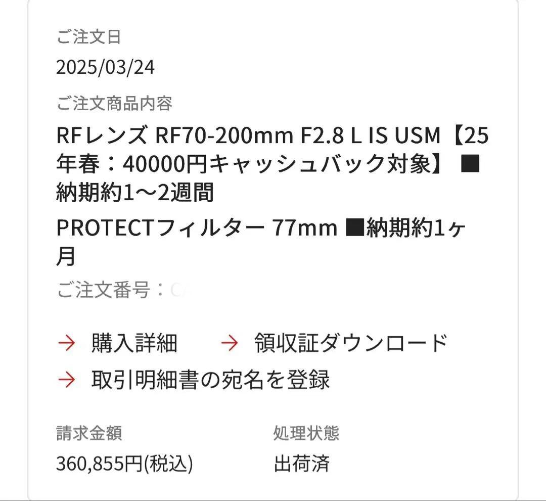 【超美品】Canon RF 70-200mm F2.8 L IS USM