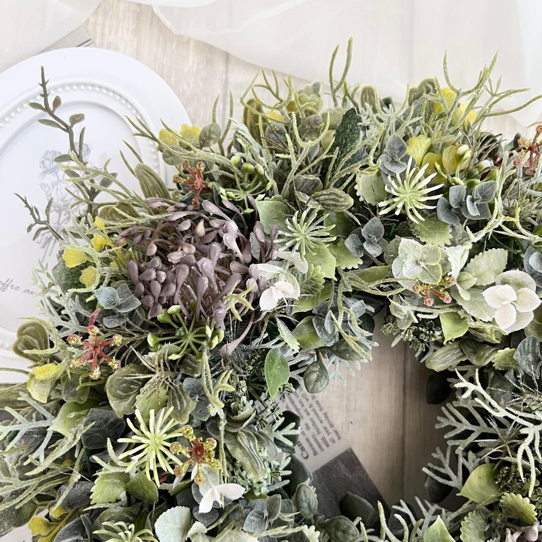 フェイクグリーン ナチュラルリース ボタニカル 南国 多肉植物 ハワイアン 83