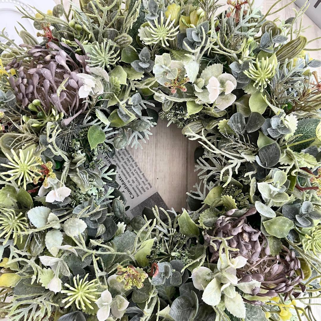 フェイクグリーン ナチュラルリース ボタニカル 南国 多肉植物 ハワイアン 83