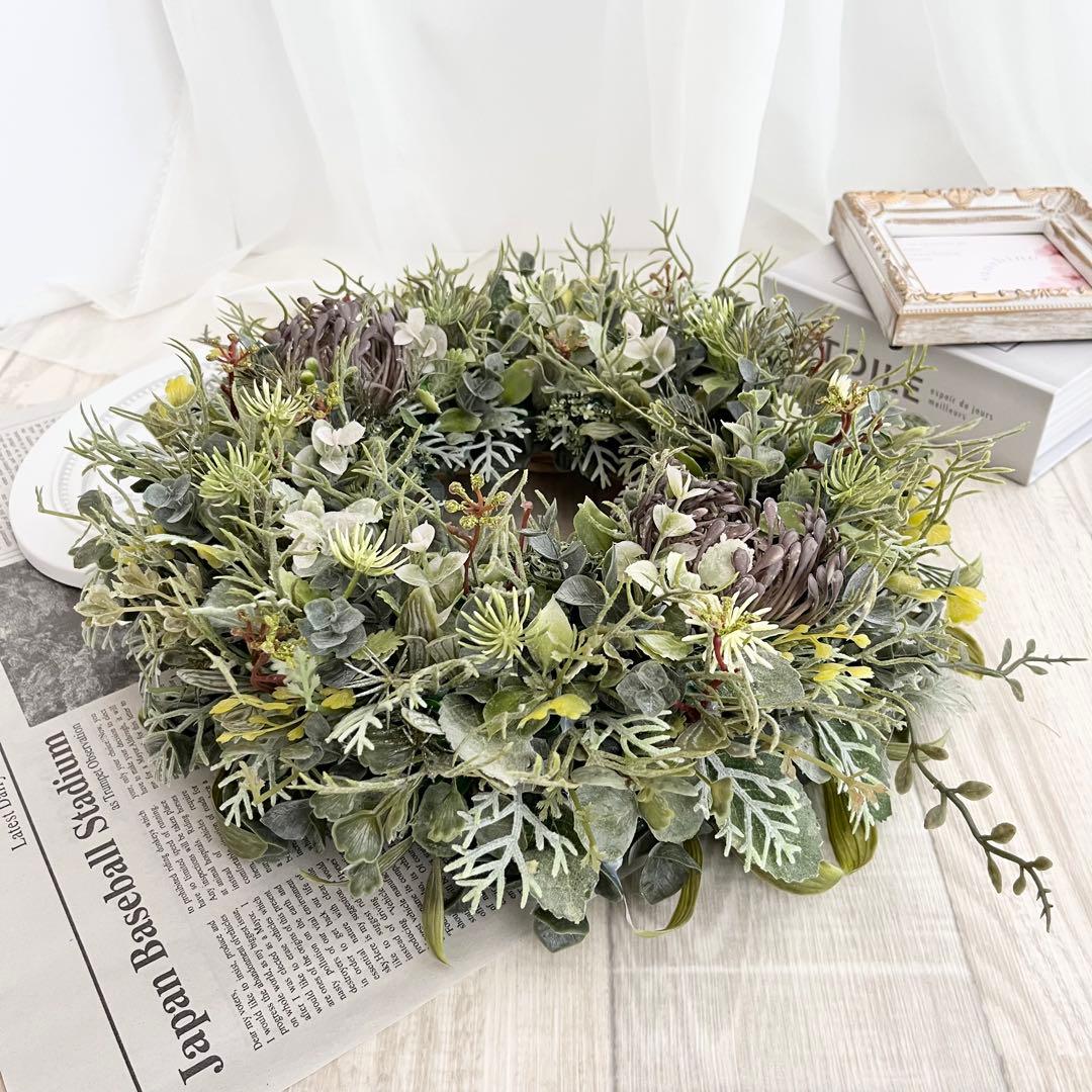 フェイクグリーン ナチュラルリース ボタニカル 南国 多肉植物 ハワイアン 83