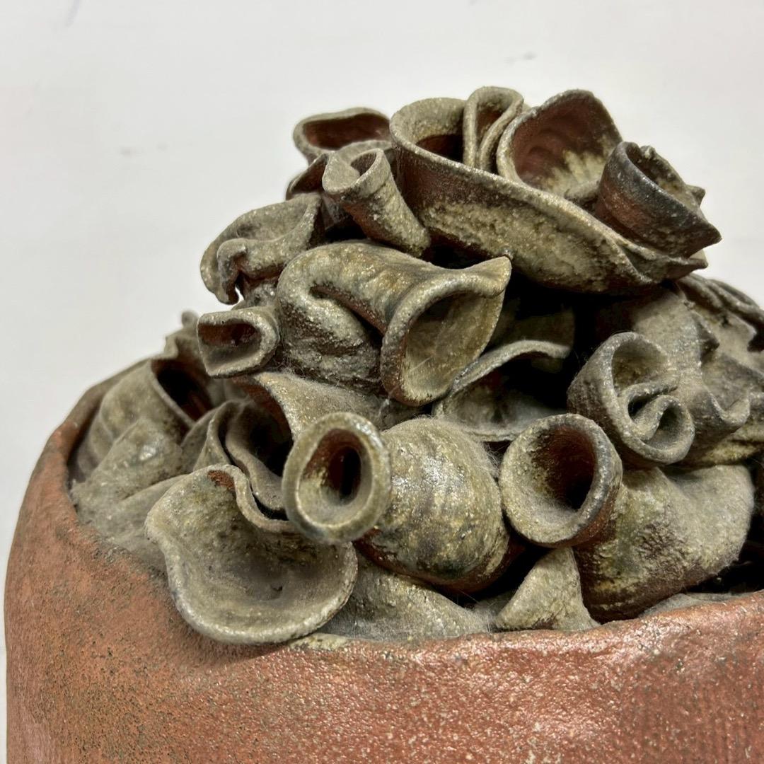 珍品 陶器 壺 オブジェ 焼き物 縄目 大型 陶芸美術 美術品 アート