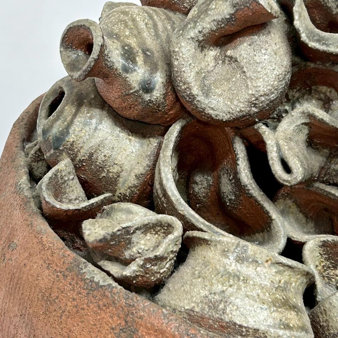 珍品 陶器 壺 オブジェ 焼き物 縄目 大型 陶芸美術 美術品 アート