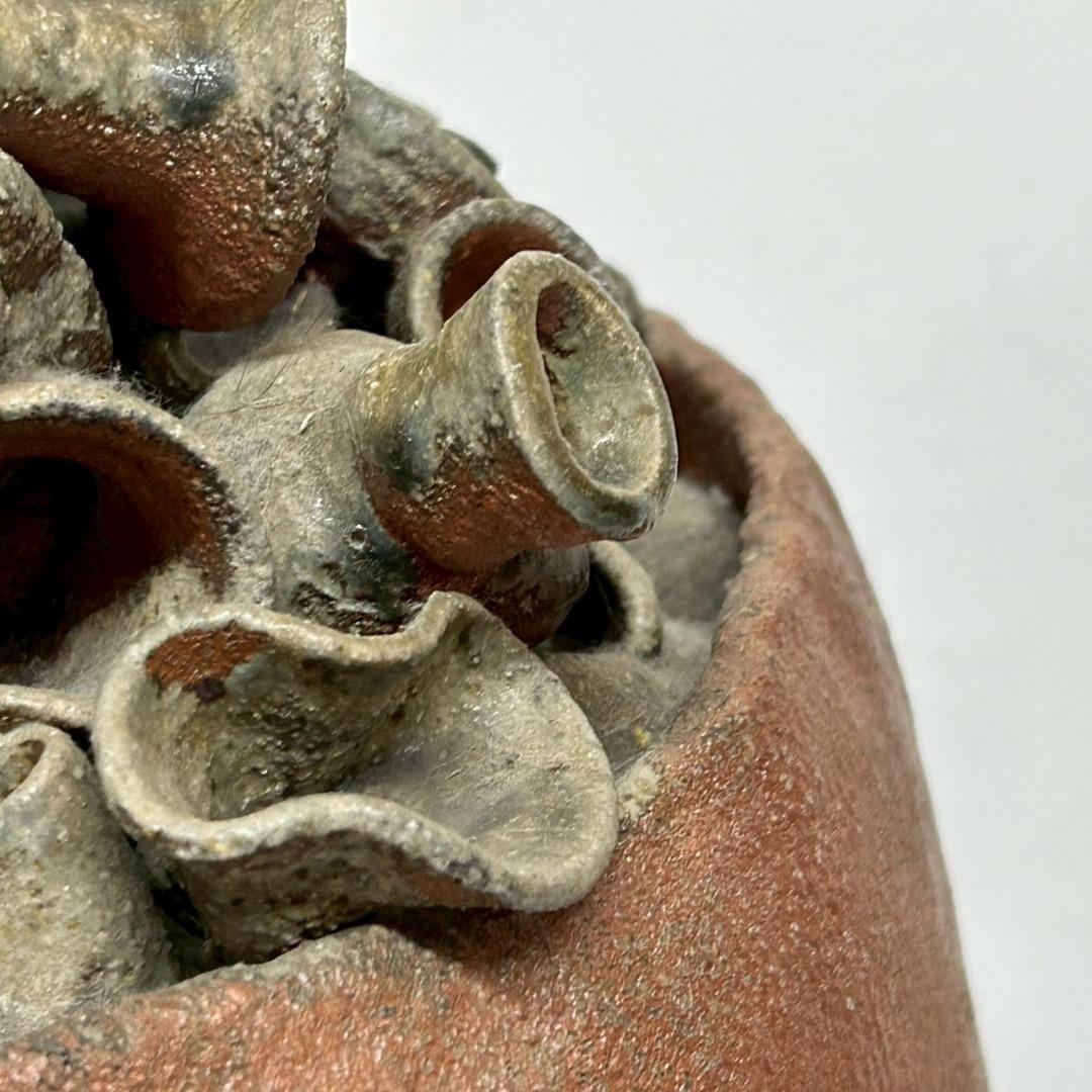 珍品 陶器 壺 オブジェ 焼き物 縄目 大型 陶芸美術 美術品 アート