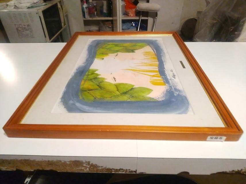 絵画 水彩 題名 樹々の合間で 真椰レイ 手彩色 リトグラフ 直筆サイン入り