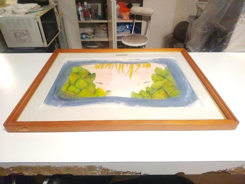 絵画 水彩 題名 樹々の合間で 真椰レイ 手彩色 リトグラフ 直筆サイン入り