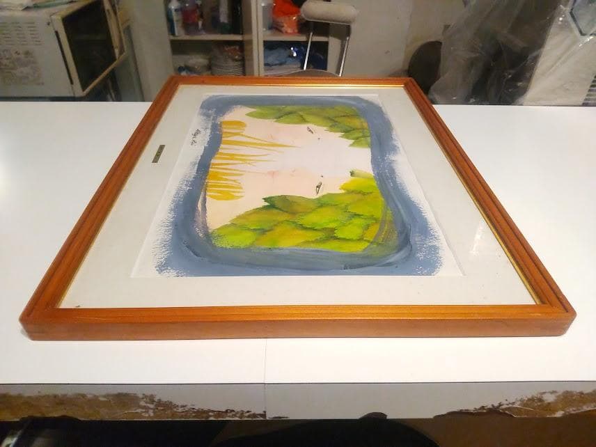 絵画 水彩 題名 樹々の合間で 真椰レイ 手彩色 リトグラフ 直筆サイン入り
