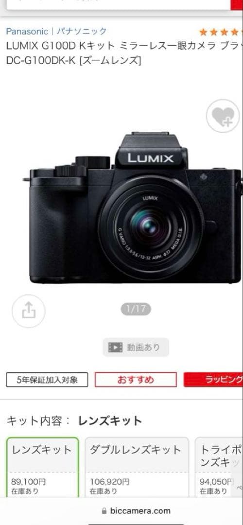 LUMIX G100D Kキット ミラーレス一眼カメラ DC-G100DK-K
