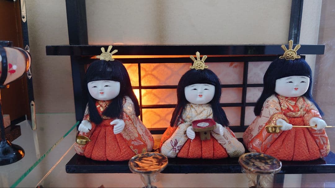 きめこみ雛十五人揃セット ケース入り 昭和レトロ