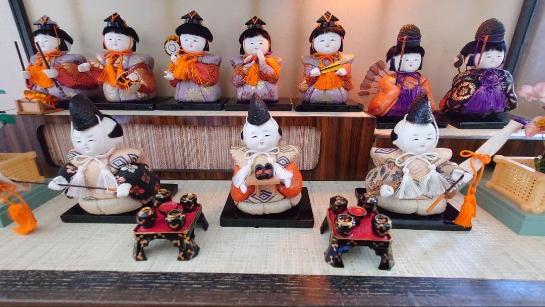 きめこみ雛十五人揃セット ケース入り 昭和レトロ