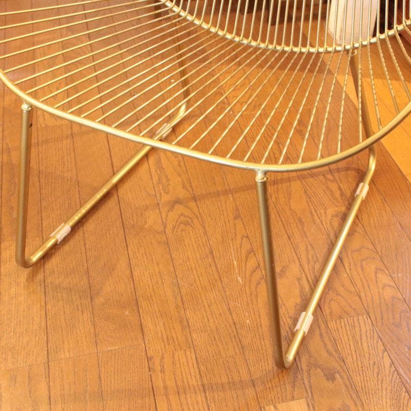 ゴールドフレーム ワイヤーワイドチェア 椅子 インテリア 399-2977