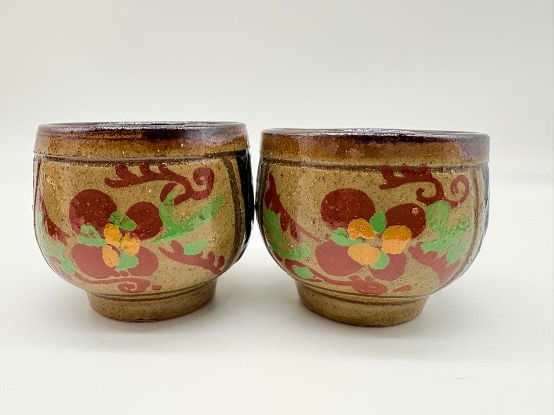 小橋川明史 酒器 赤絵 魚紋　壺屋焼 やちむん 3点セット