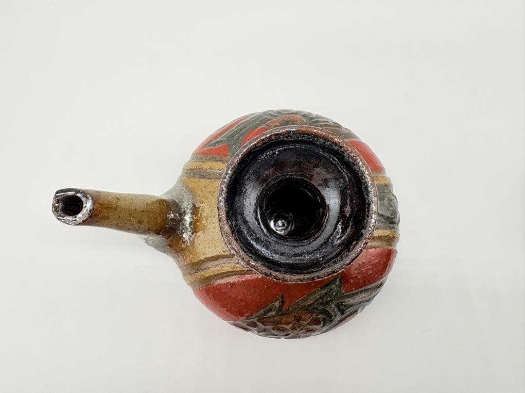 小橋川明史 酒器 赤絵 魚紋　壺屋焼 やちむん 3点セット