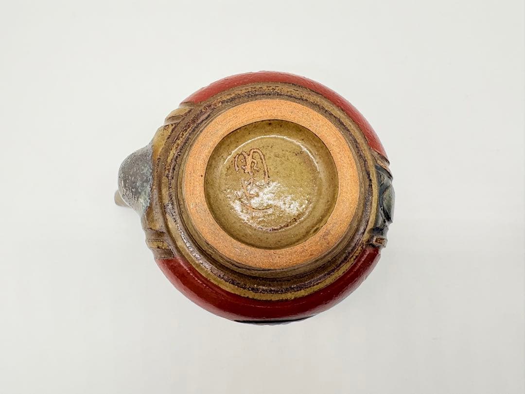 小橋川明史 酒器 赤絵 魚紋　壺屋焼 やちむん 3点セット