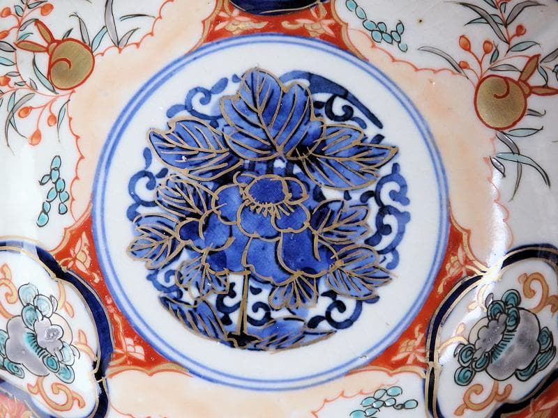 古伊万里　色絵　窓絵獅子　秋草に兎の図　膾皿　５客　D049AS-DBj